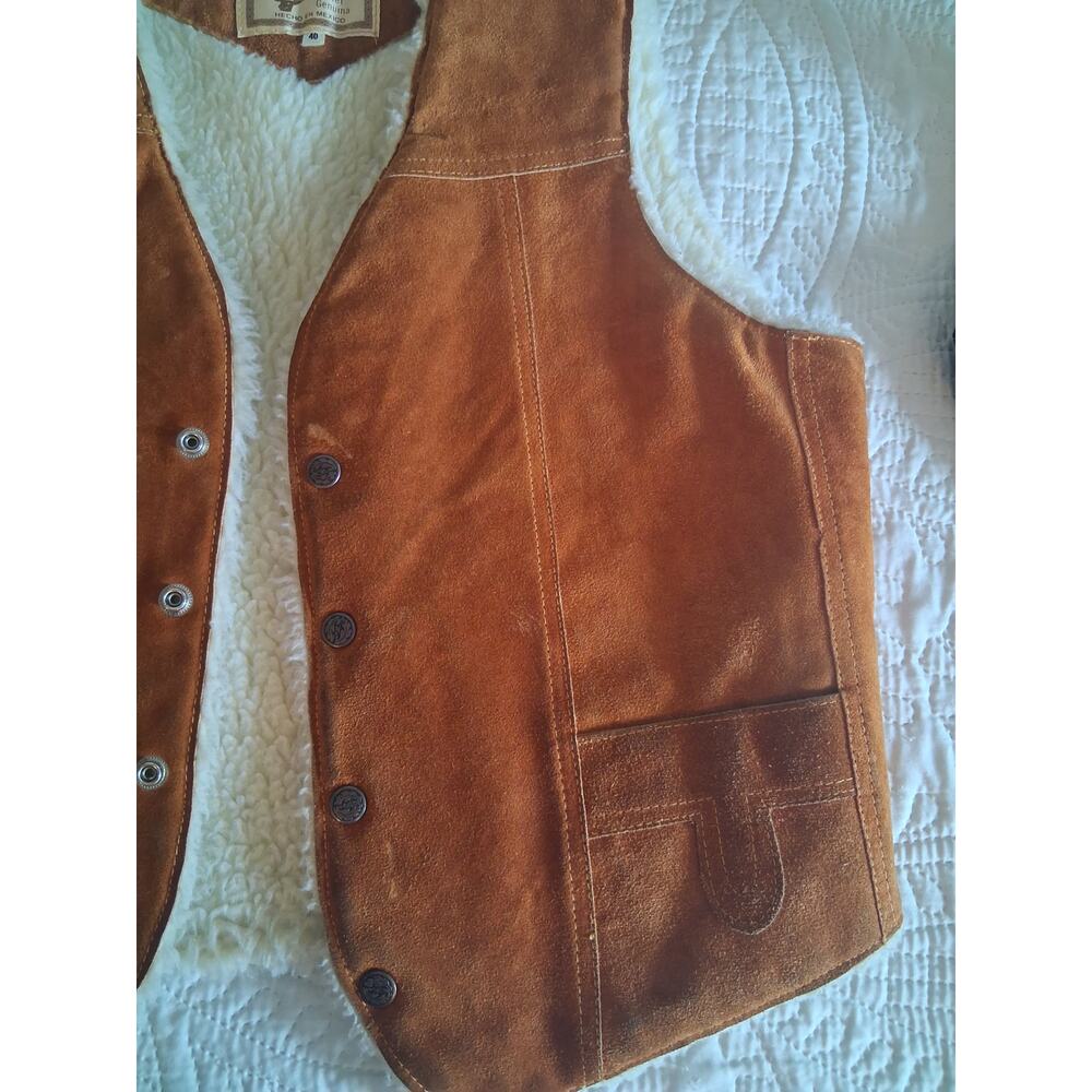 El Venado Vintage Genuine Leather Brown Western Vest Men's 40 Made In Mexico - Picture 3 of 6